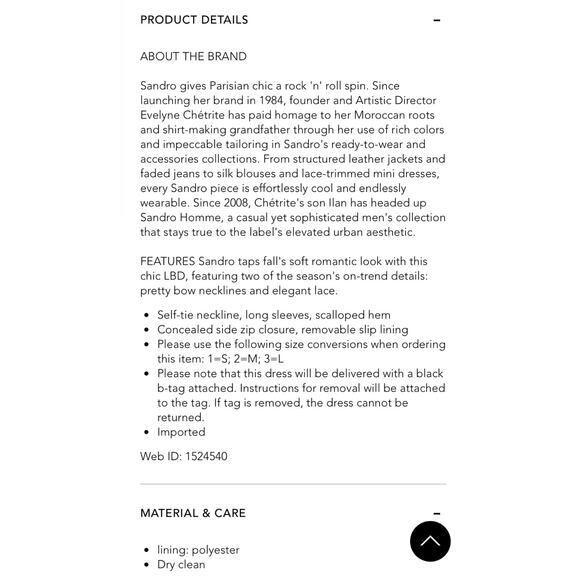 Sandro Paris Raoule Black Lace Tie Neck Cocktail Dress 3 40 L - Picture 3 of 12